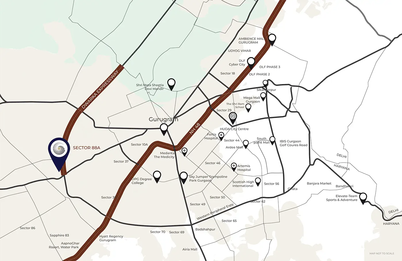 Location of Origen Realty Oryza Sector 88A Gurgaon